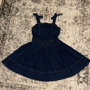 Habitual Girls Navy Denim Dress with Bow Straps